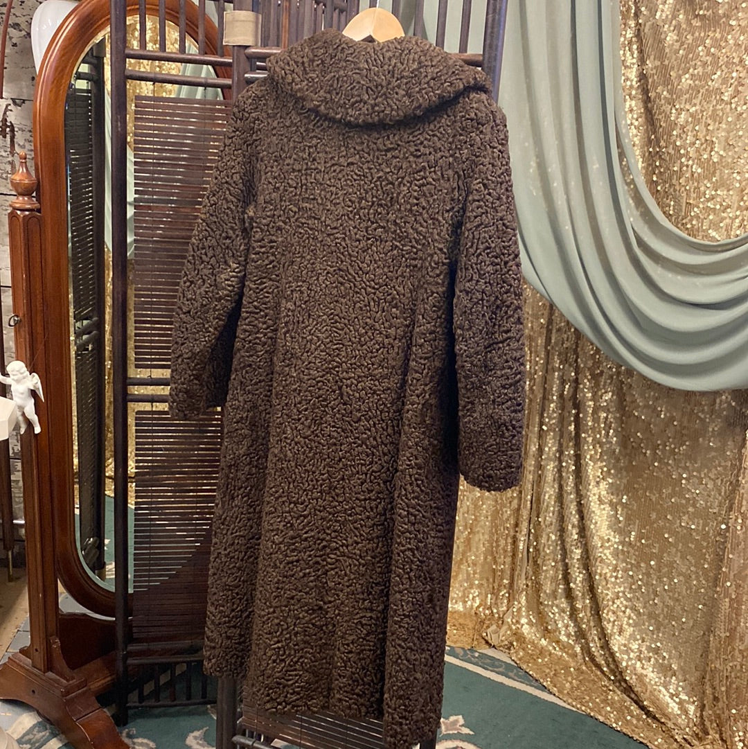 Manteau astrakan brun