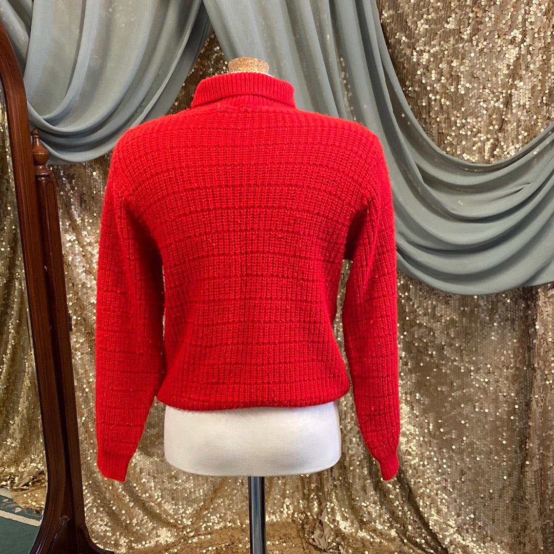 Pull rouge et blanc 1950
