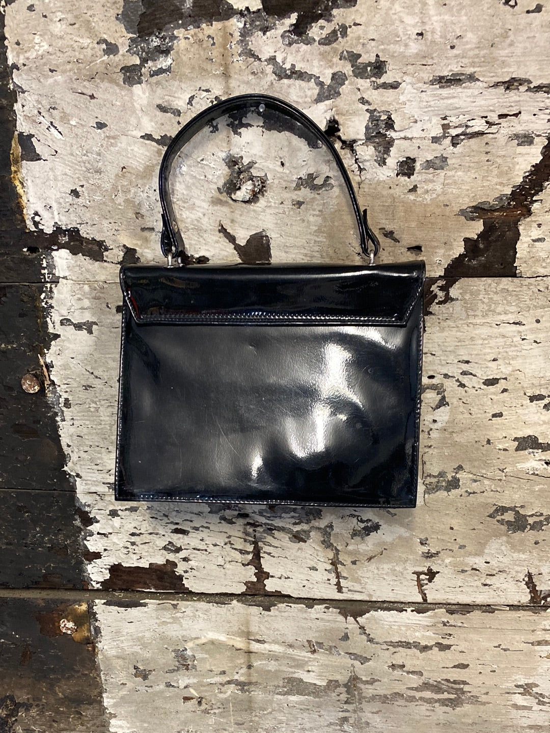 Petit sac La Marquise noir en cuir vernis