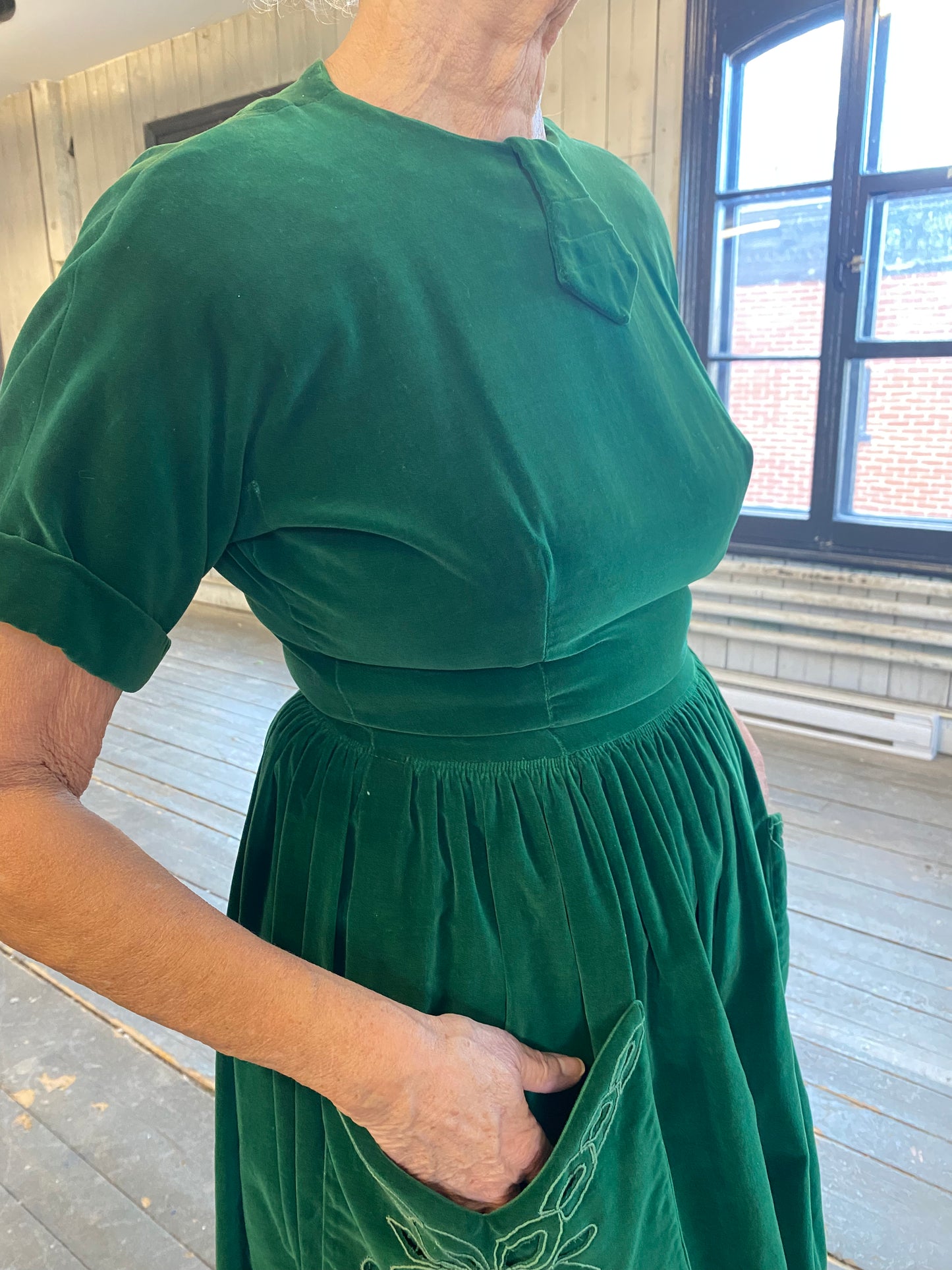 Robe 1950 velours vert