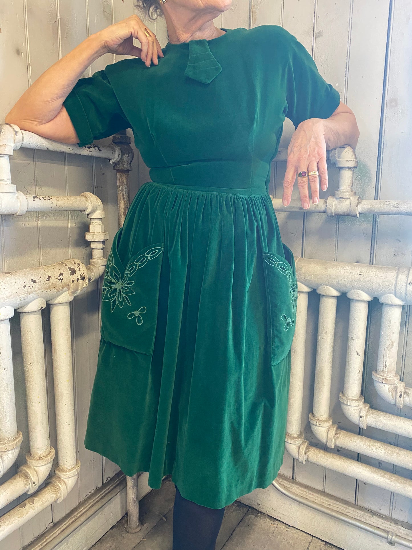 Robe 1950 velours vert