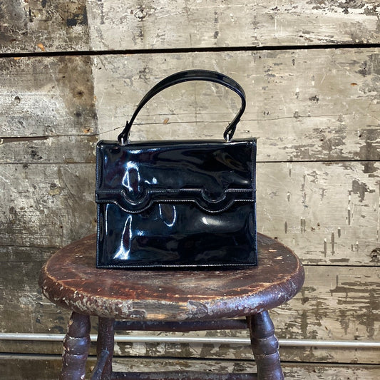 Petit sac La Marquise noir en cuir vernis