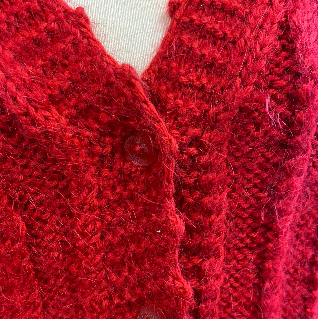 Cardigan rouge fait main