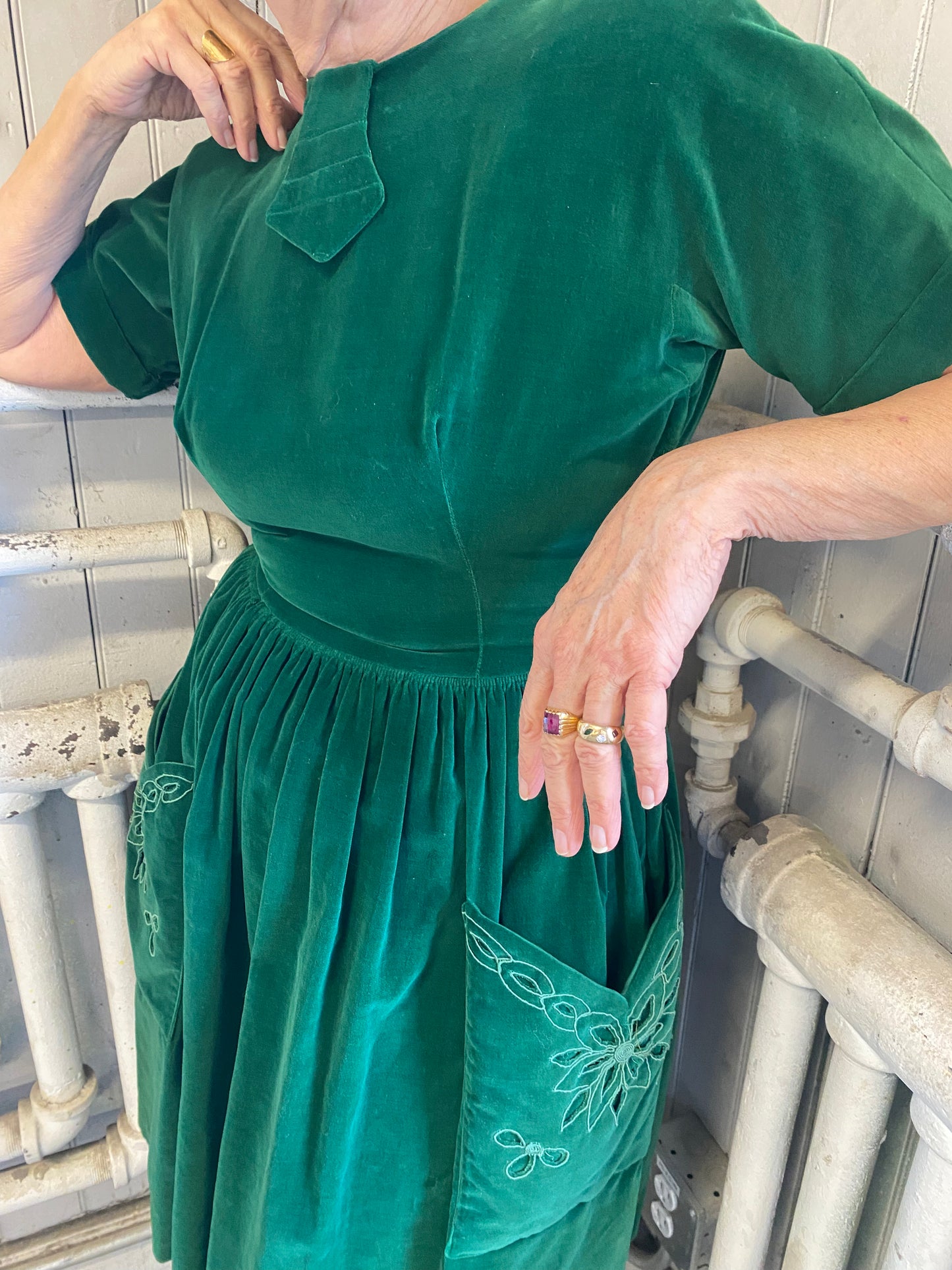 Robe 1950 velours vert