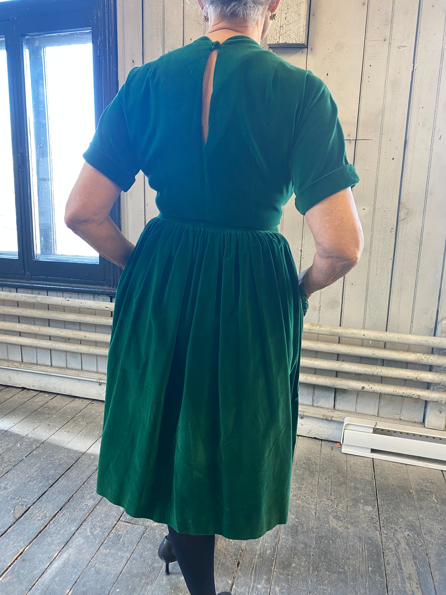 Robe 1950 velours vert